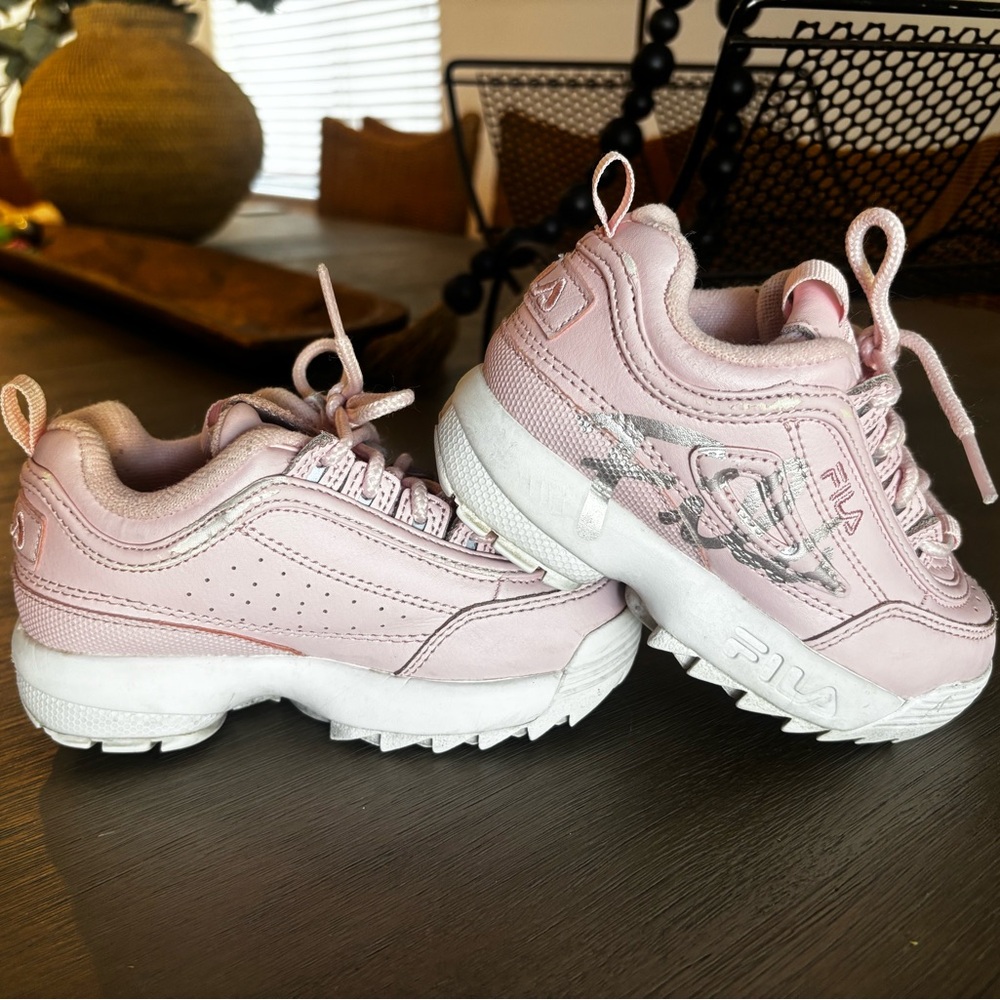 Fila Pink and White Disruptor Sneaker Shoes